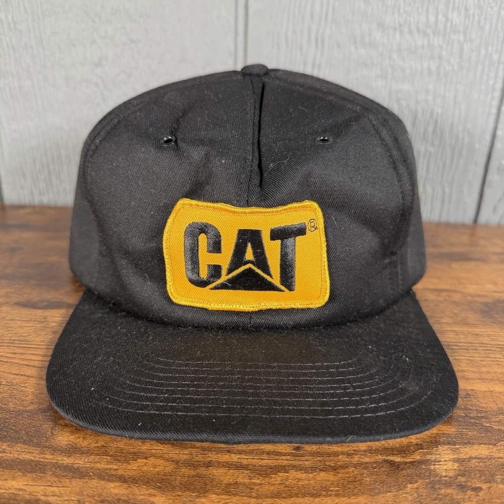 Vintage CAT Diesel Power Patch Trucker Snap Back Adult Caterpillar Black Work